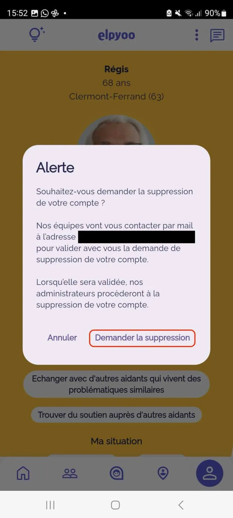 Menu utilisateur
